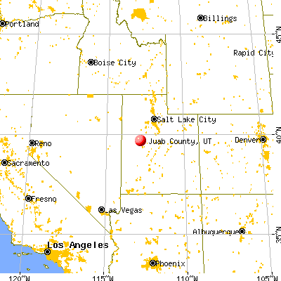 Juab County, UT map from a distance