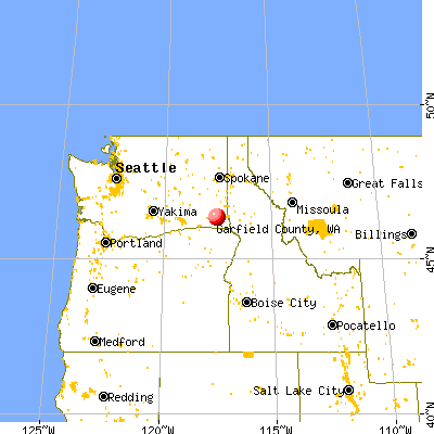 Garfield County, WA map from a distance