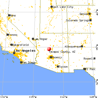 Yavapai County, AZ map from a distance
