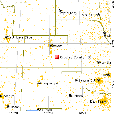 Crowley County, CO map from a distance