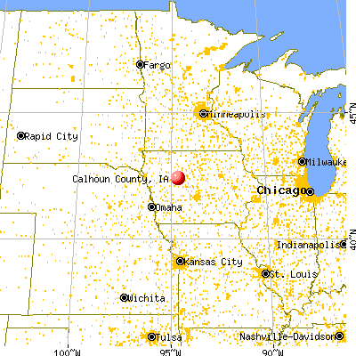 Calhoun County, IA map from a distance
