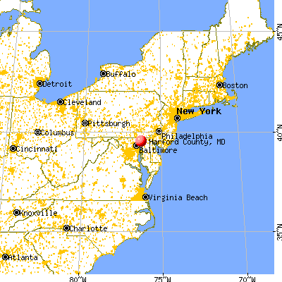 Harford County, MD map from a distance
