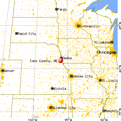 Cass County, NE map from a distance