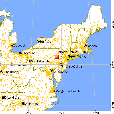 Carbon County, PA map from a distance