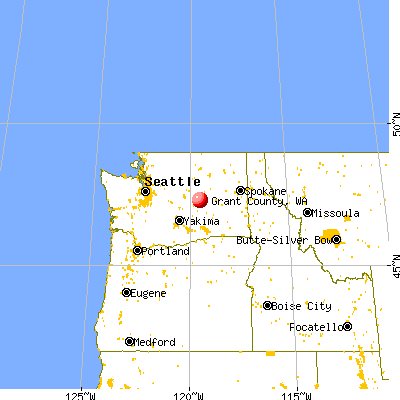 Grant County, WA map from a distance