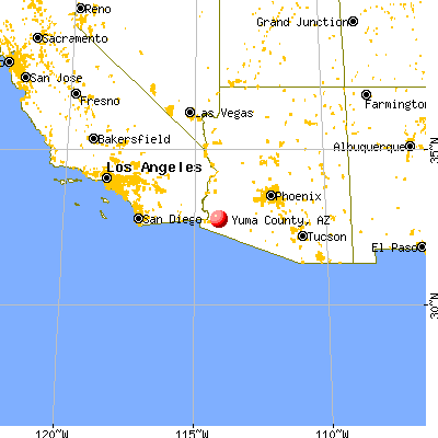 Yuma County, AZ map from a distance