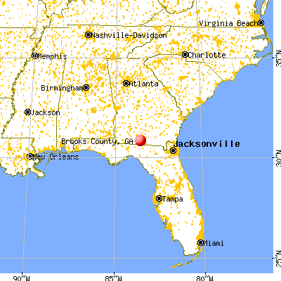Brooks County, GA map from a distance