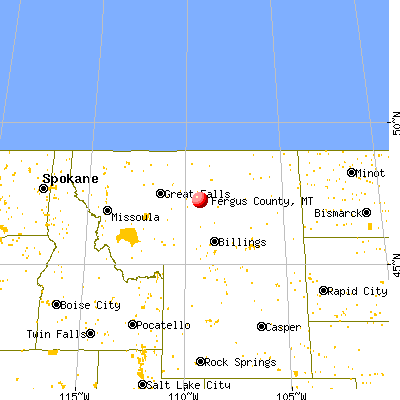 Fergus County, MT map from a distance