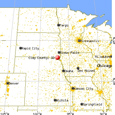 Clay County, SD map from a distance