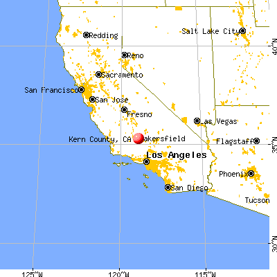 Kern County, CA map from a distance