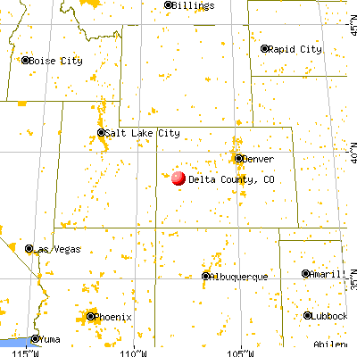 Delta County, CO map from a distance