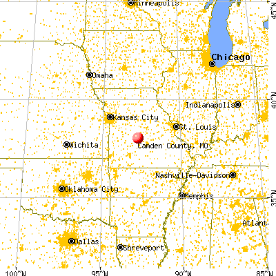 Camden County, MO map from a distance