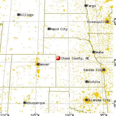Chase County, NE map from a distance