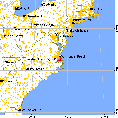 Camden County, NC map from a distance