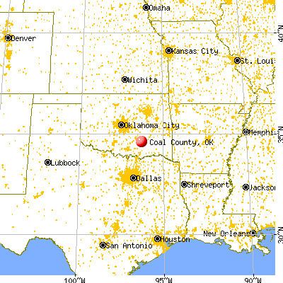 Coal County, OK map from a distance