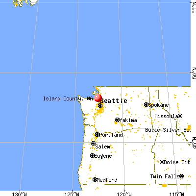 Island County, WA map from a distance