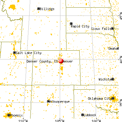 Denver County, CO map from a distance