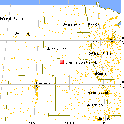 Cherry County, NE map from a distance