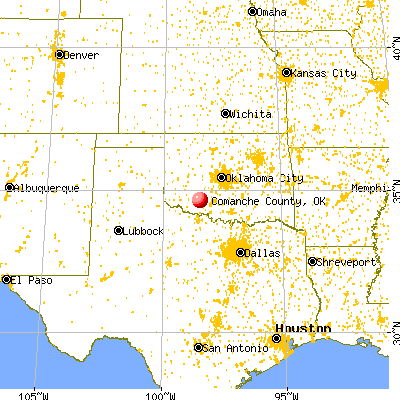 Comanche County, OK map from a distance