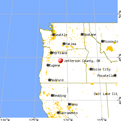 Jefferson County, OR map from a distance