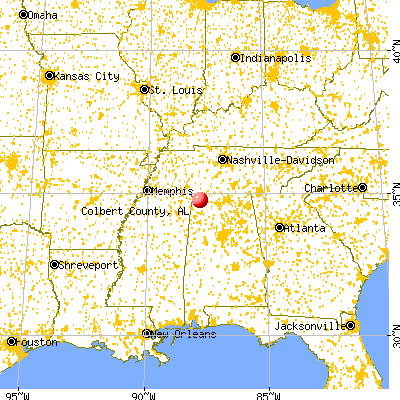 Colbert County, AL map from a distance