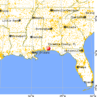 Escambia County, FL map from a distance
