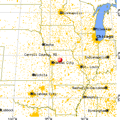 Carroll County, MO map from a distance