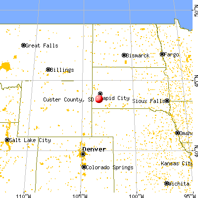 Custer County, SD map from a distance