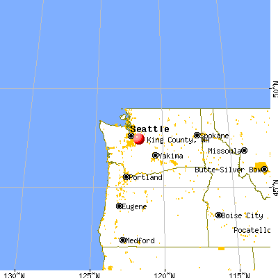 King County, WA map from a distance