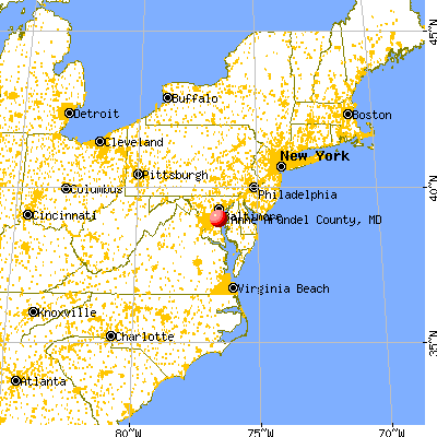 Anne Arundel County, MD map from a distance