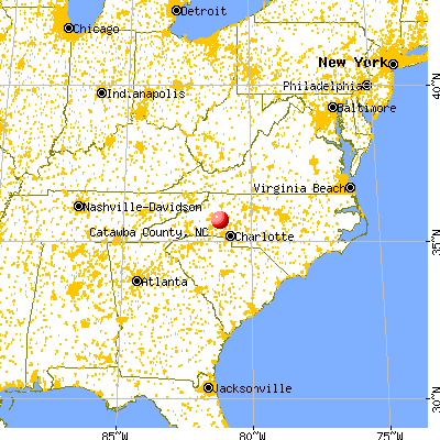 Catawba County, NC map from a distance