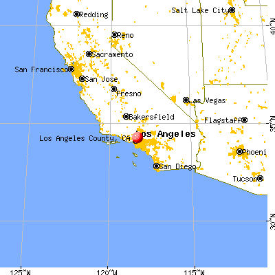Los Angeles County, CA map from a distance