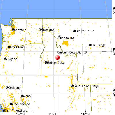 Custer County, ID map from a distance