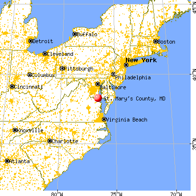 St. Mary's County, MD map from a distance