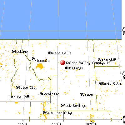 Golden Valley County, MT map from a distance