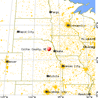 Colfax County, NE map from a distance