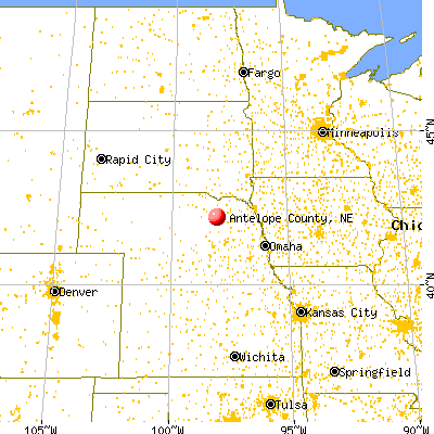 Antelope County, NE map from a distance