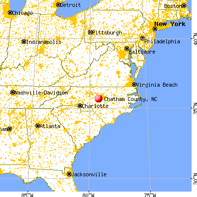 Chatham County, NC map from a distance