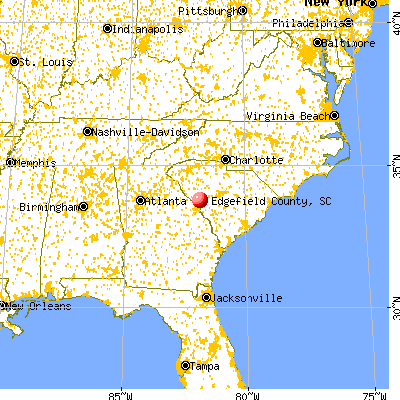 Edgefield County, SC map from a distance