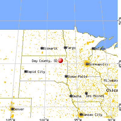 Day County, SD map from a distance