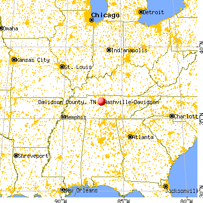 Davidson County, TN map from a distance