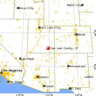San Juan County, UT map from a distance