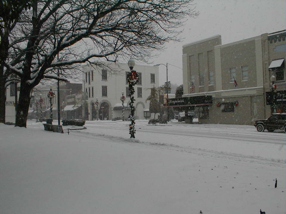 Morganton, NC: Snowy Downtown Morganton, Janurary 2003