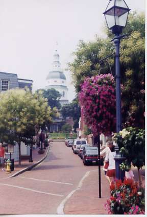 Annapolis, MD: brick-paved street scene