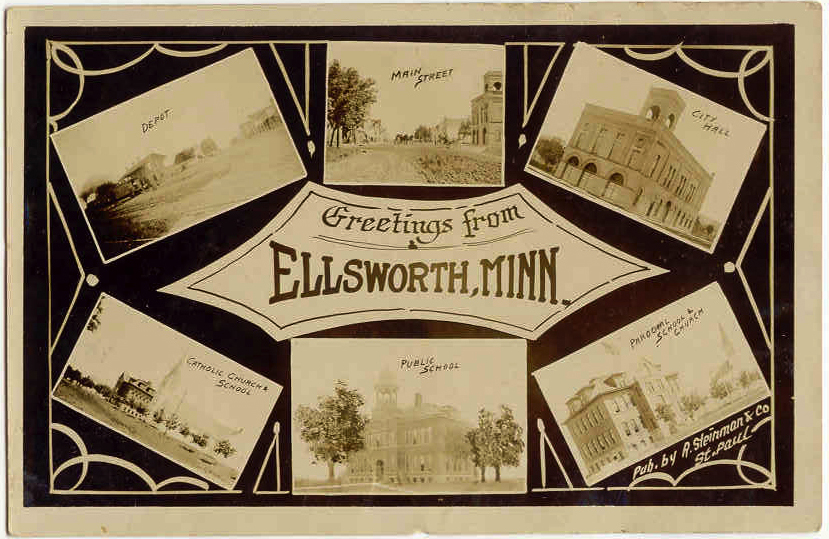 Ellsworth, MN Greetings From Ellsworth Minn1909 Postcard photo