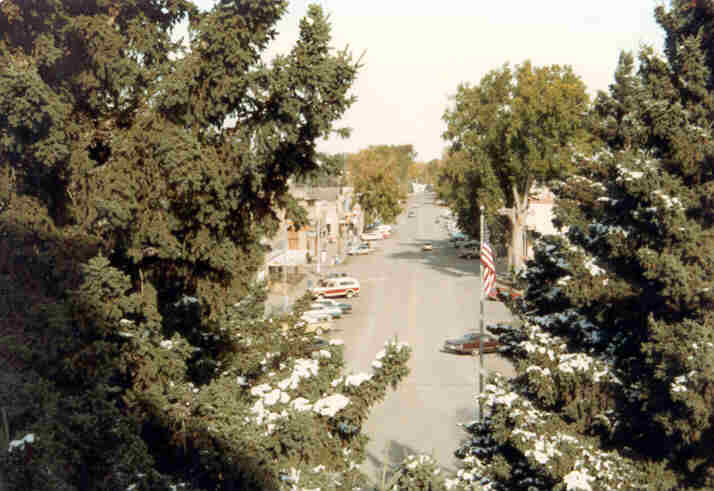 Choteau, MT: Looking North up the main street of Choteau from up in the county courthouse