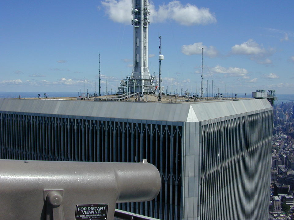 Elmont, NY: Looking at Antenna Array on North Tower WTC from Southtower Roof