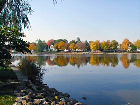 Watertown, WI: Rock River as seen from Lynn Street in autumn