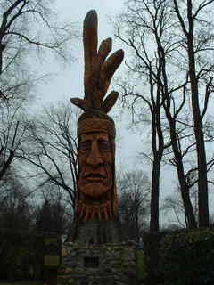 Akron, OH: Wood Carving of Chied Rotaynah by Peter Toth on Portage Trail