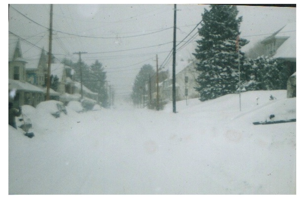 Windsor, PA: looking down main street of windsor in 2002 snowstorm
